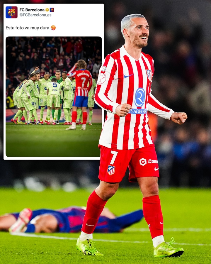 记仇了！1年前巴萨晒图格子成背景，今日格列兹曼以相同文案回应